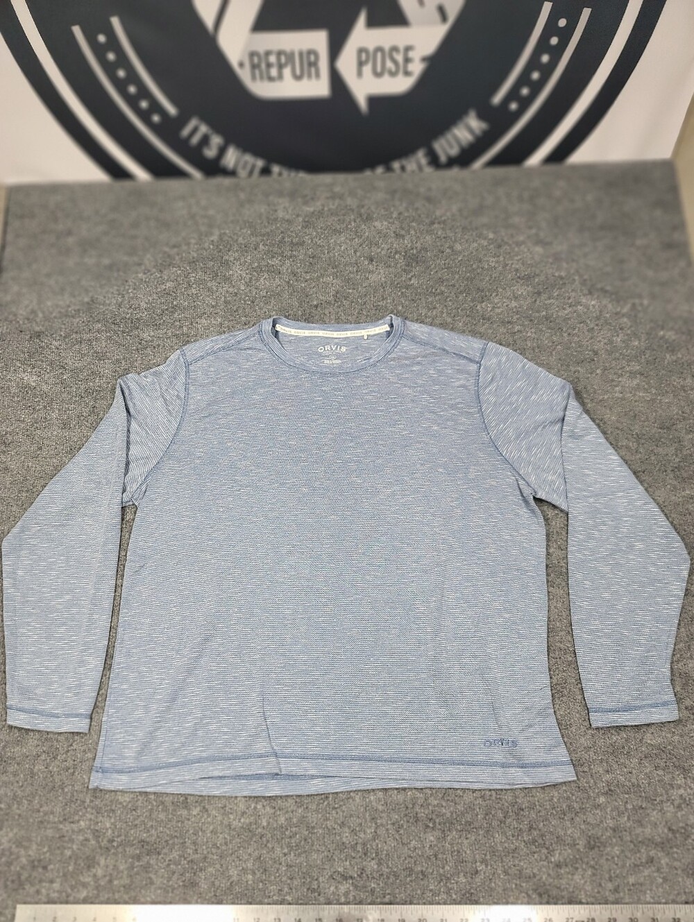 Mens Orvis Long Sleeve Pullover T-shirt Blue Size XXL
